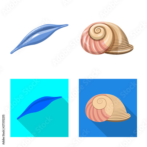 Vector illustration of animal and decoration sign. Set of animal and ocean vector icon for stock.