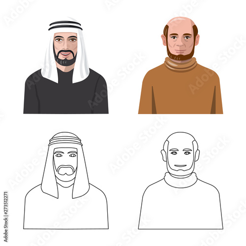 Vector illustration of hairstyle and profession  sign. Set of hairstyle and character  vector icon for stock.