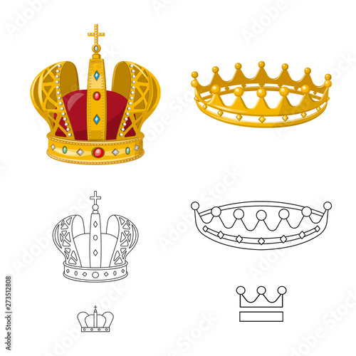 Vector illustration of medieval and nobility icon. Set of medieval and monarchy vector icon for stock.