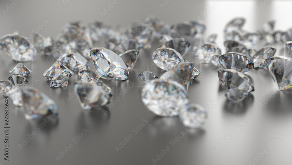 Realistic diamonds on black background, 3D illustration. Realistic diamonds on black background, 3D illustration.