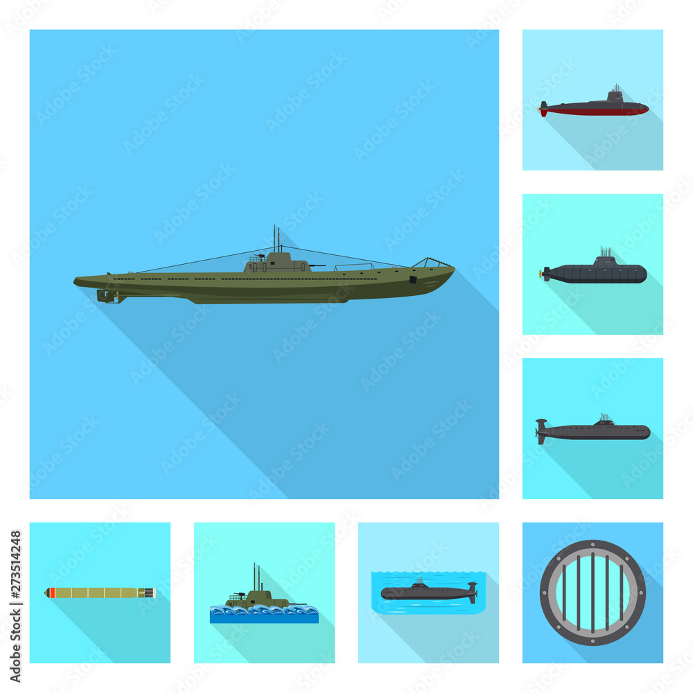 Isolated object of military and nuclear symbol. Collection of military and ship vector icon for stock.