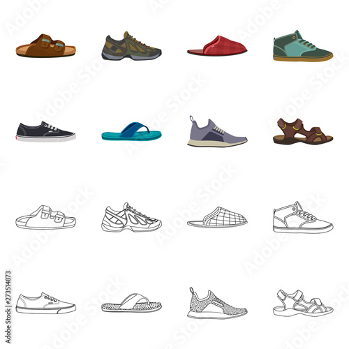 Vector illustration of shoe and footwear logo. Collection of shoe and foot stock symbol for web.