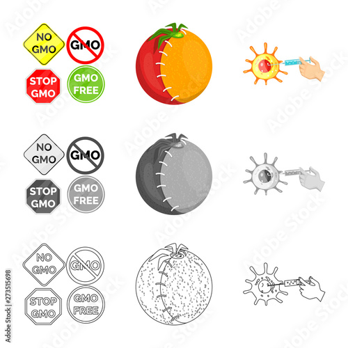Vector illustration of test and synthetic logo. Set of test and laboratory stock vector illustration.