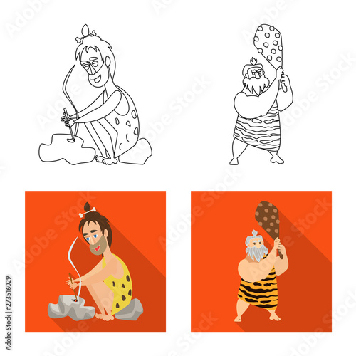 Vector illustration of evolution and prehistory symbol. Set of evolution and development vector icon for stock.