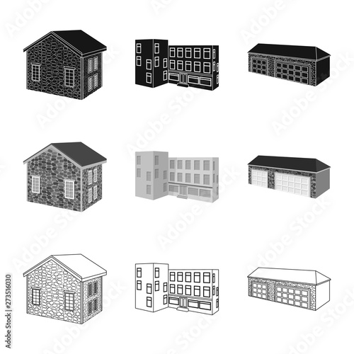 Vector illustration of facade and housing logo. Set of facade and infrastructure stock symbol for web.