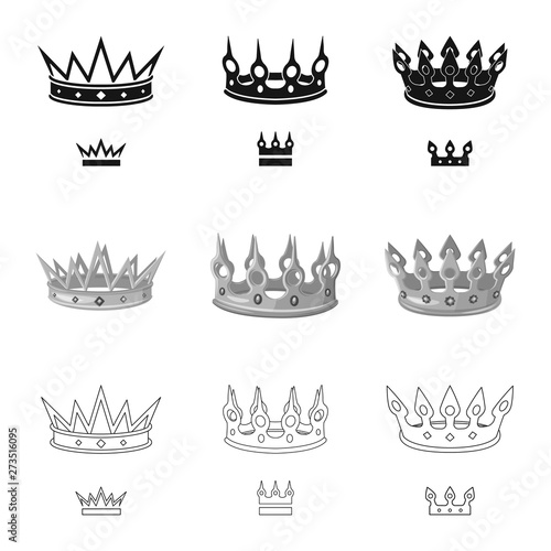 Vector illustration of medieval and nobility logo. Collection of medieval and monarchy vector icon for stock.