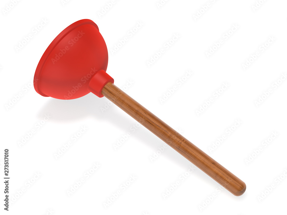 Plunger with wooden handle 3d rendering Plunger with wooden handle 3d rendering