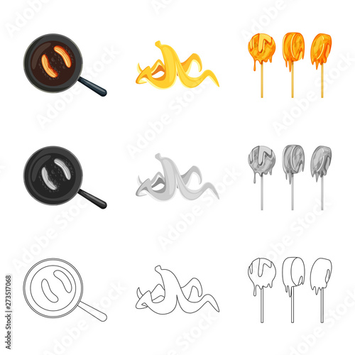 Vector design of natural and vegetarian icon. Set of natural and eating vector icon for stock.