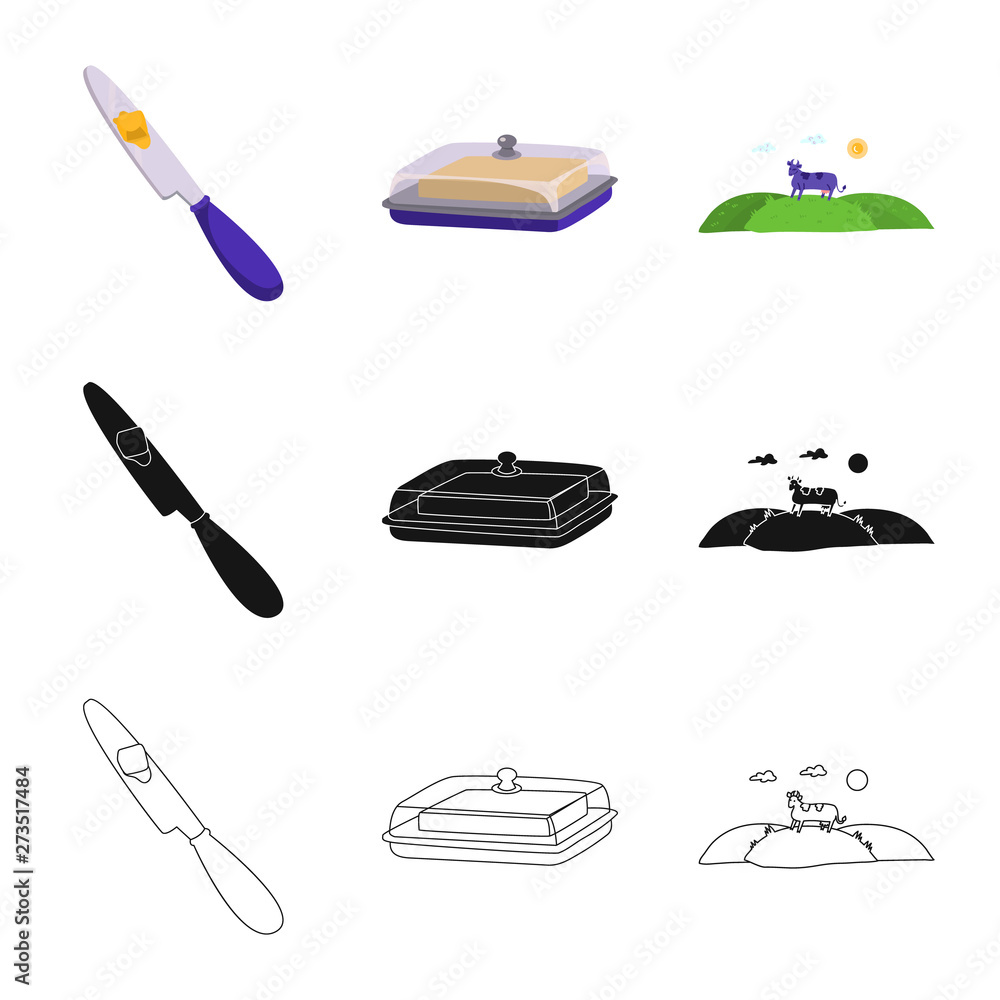 Isolated object of creamy and product sign. Collection of creamy and farm stock symbol for web. Isolated object of creamy and product sign. Collection of creamy and farm stock symbol for web.