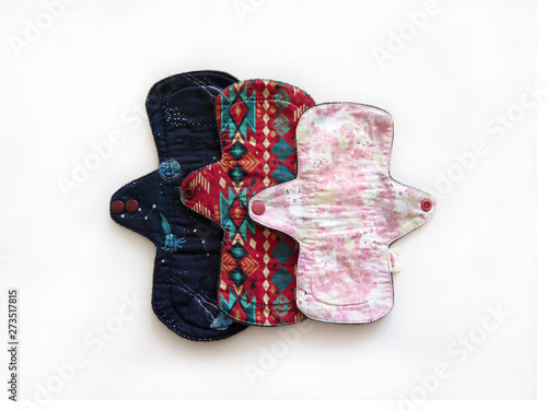 Reusable sanitary menstrual pads, Washable cloth pads after Using and Washing, Eco Women Pads, Zero Waste Concept
