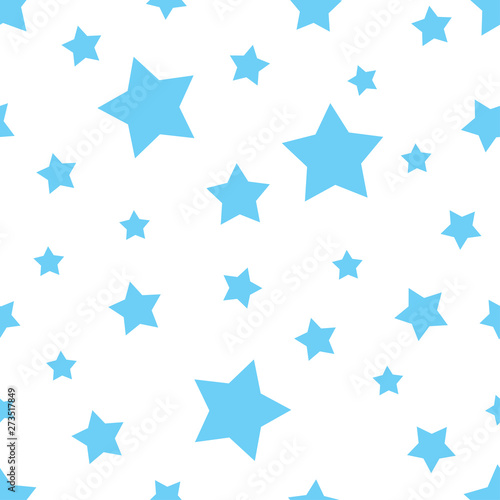 Seamless blue star shape pattern. Texture to print on cover paper or fabric for the holiday memory day. Vector geometric wallpaper illustration on a white transparent background