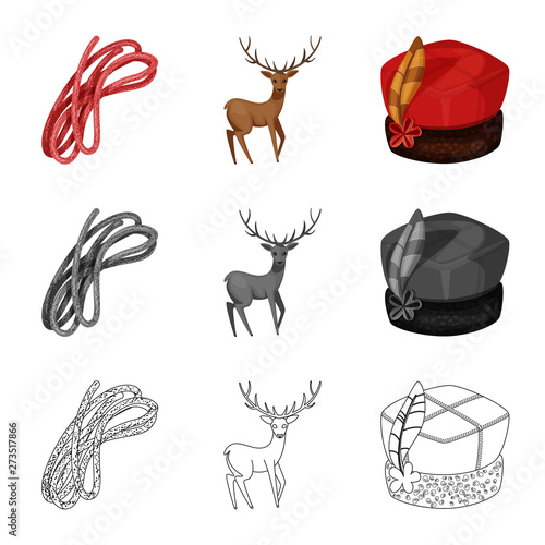 Isolated object of traditional and tour icon. Collection of traditional and landmarks stock vector illustration.