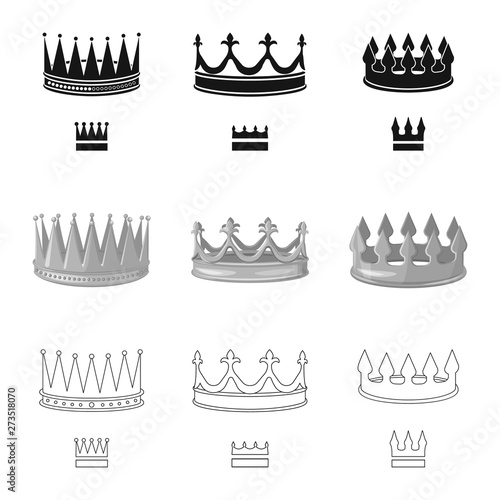 Vector design of medieval and nobility logo. Set of medieval and monarchy stock vector illustration.