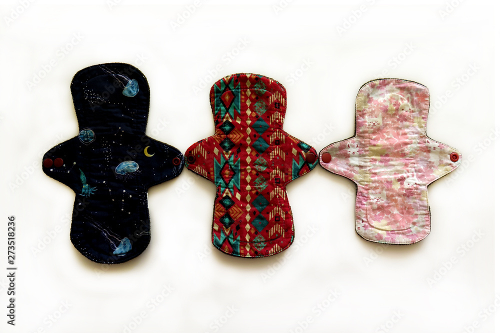 Reusable sanitary menstrual pads, Set of Washable cloth pads after Periods, Eco  Women Pads, Zero Waste Concept Stock Photo | Adobe Stock