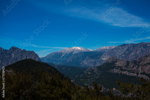 Beautiful landscape of mountains and the forest in Turkey, Antalya.Panorama from cableway.
