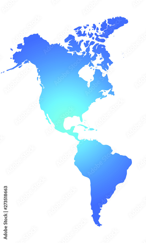North and South America colorful vector map silhouette