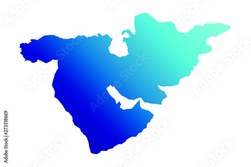 Middle Eeast colorful vector map silhouette