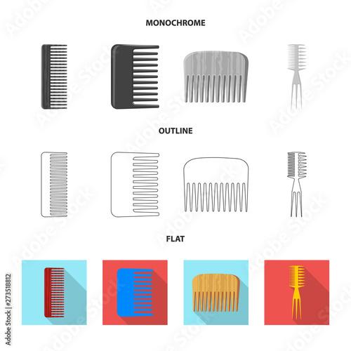 Vector design of brush and hair logo. Set of brush and hairbrush stock symbol for web.