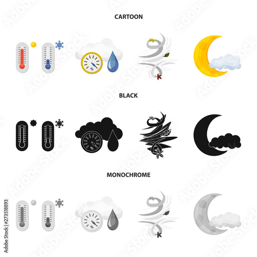 Vector illustration of weather and climate logo. Set of weather and cloud vector icon for stock.