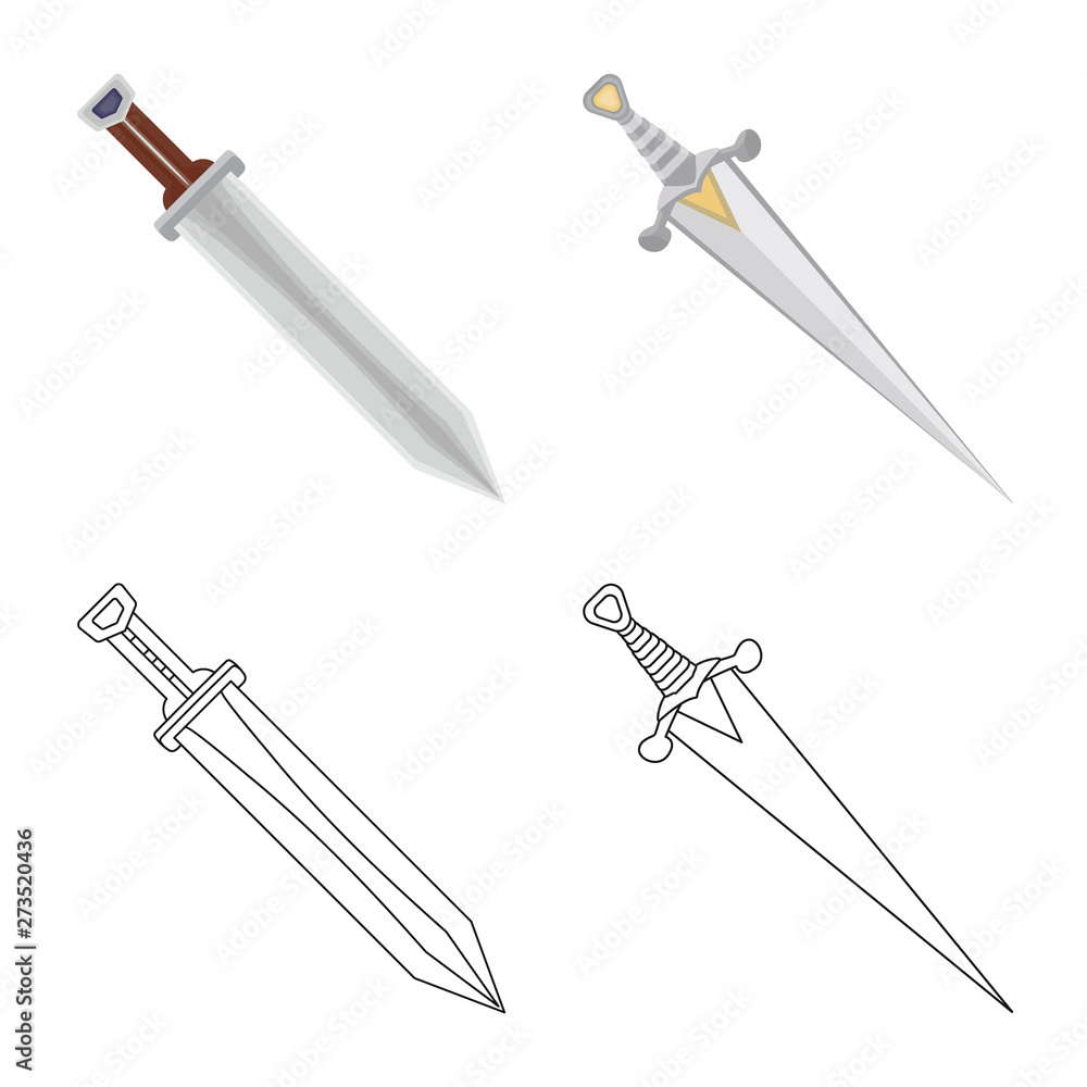Vector design of game and armor sign. Collection of game and blade vector icon for stock.
