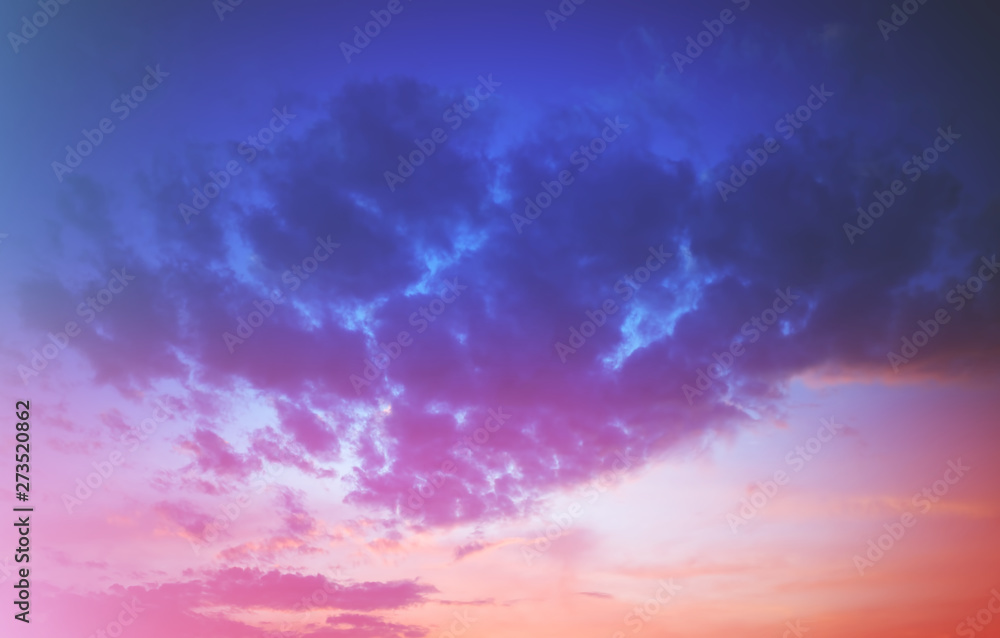 Dramatic pale clouds during sunset landscape background