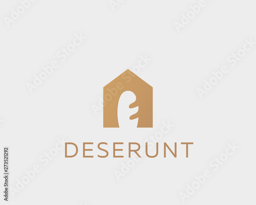 House bakery bread logo. Negative space baguette vector logotype.