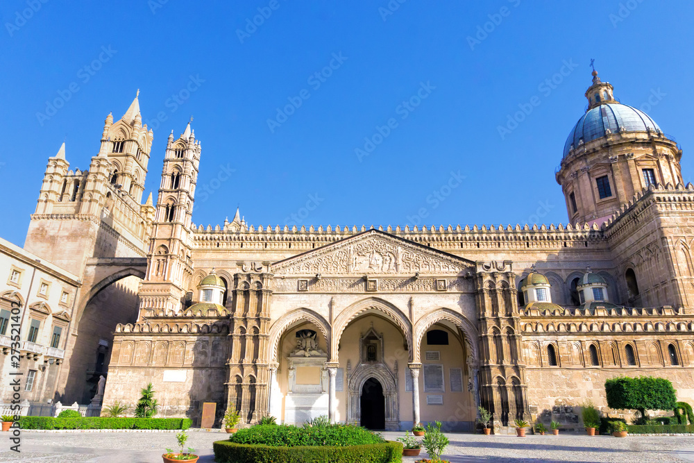 Entrance of the Palermo Cathedral in Palermo, Italy.