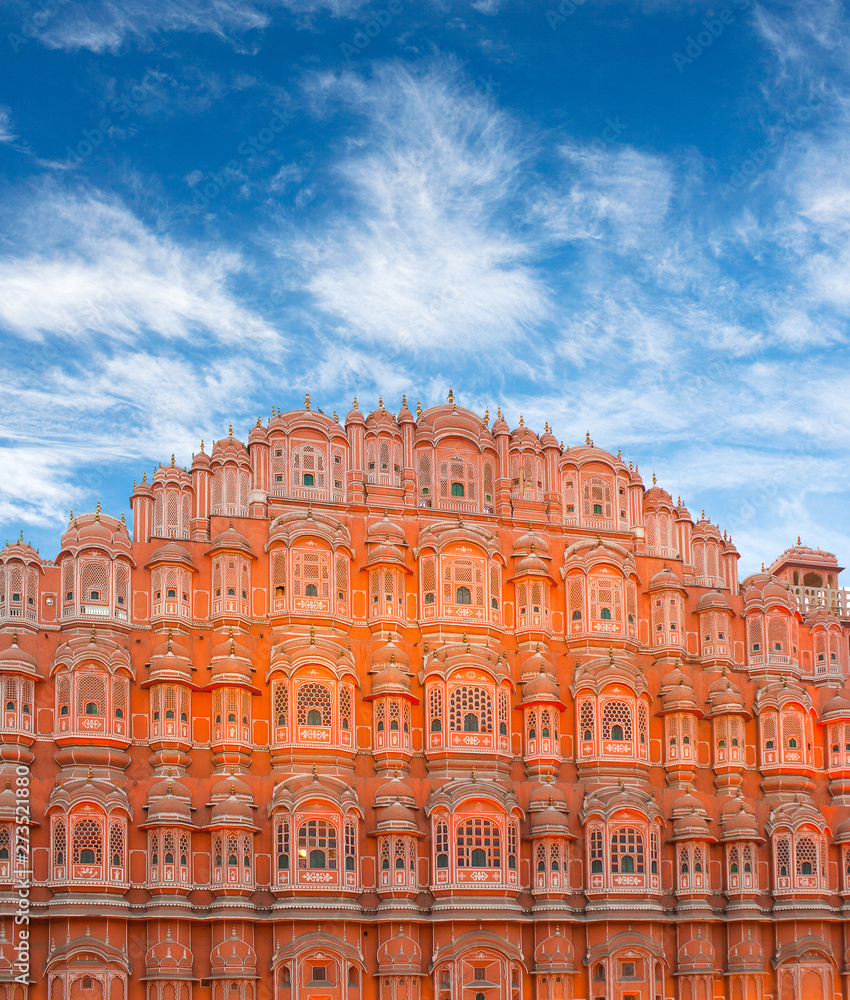 Famous ancient Hawa Mahal palace in Jaipur, Rajasthan state, India