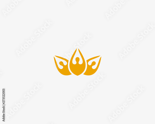 Abstract flower people logo. Crown lotus vector logotype.