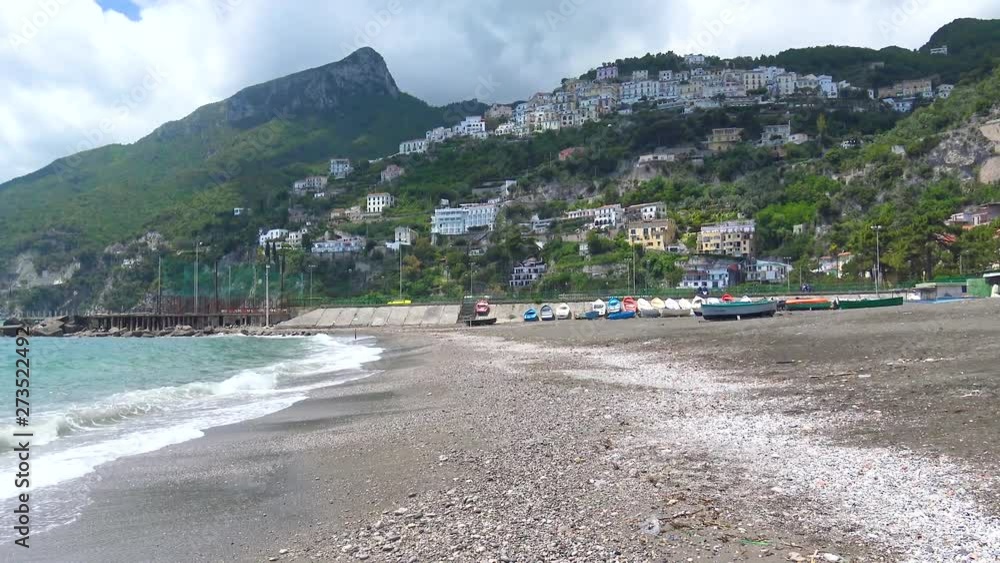 Italy, Amalfi coast, view of a typical beach. Italy, Amalfi coast, view of a typical beach.