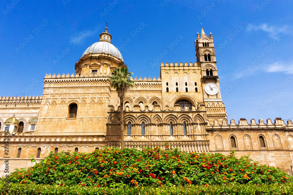 Colorful View of the  Palermo Cathedral in Palermo, Italy
