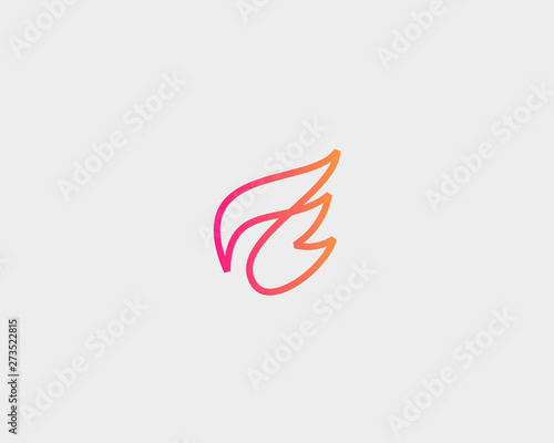 Wing flight vector logo. Linear delivery shipping logotype.