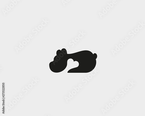Dog food vector logo. Pet, bone negative space logotype.