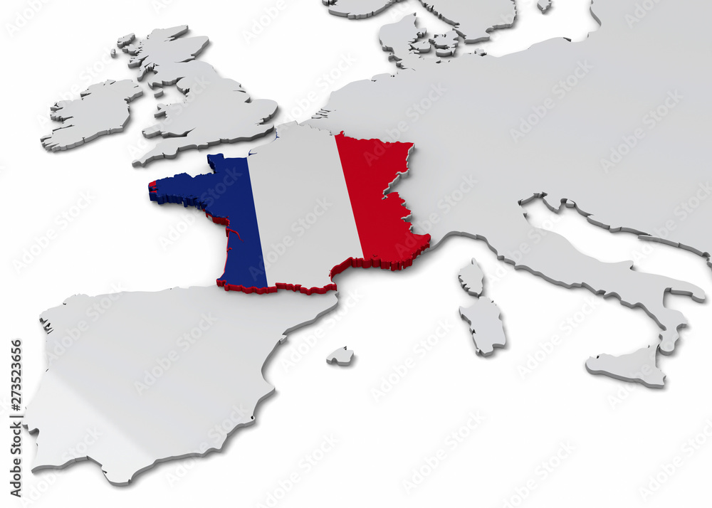 Obraz premium Franch Map - 3D