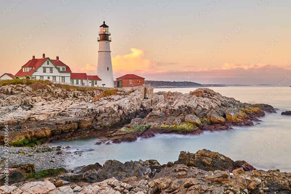 Portland Head Lighthouse at Cape Elizabeth, Maine, USA.