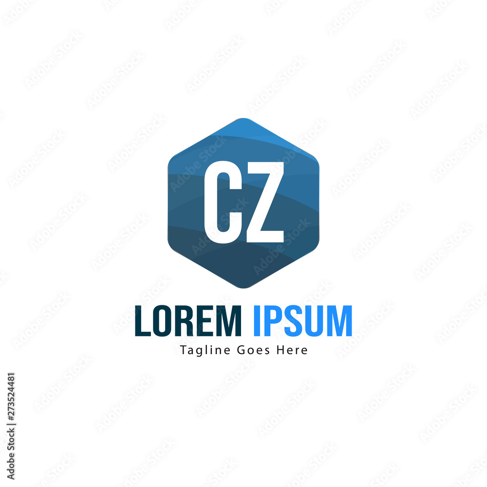 Initial CZ logo template with modern frame. Minimalist CZ letter logo vector illustration Initial CZ logo template with modern frame. Minimalist CZ letter logo vector illustration