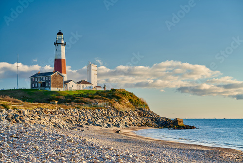 Montauk Lighthouse and beach, Long Island, New York, USA. photo