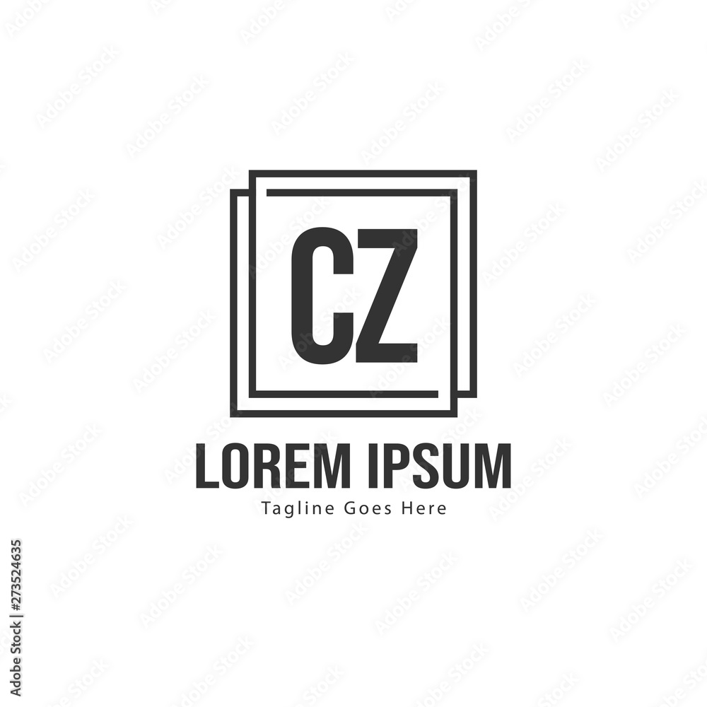 Initial CZ logo template with modern frame. Minimalist CZ letter logo vector illustration Initial CZ logo template with modern frame. Minimalist CZ letter logo vector illustration