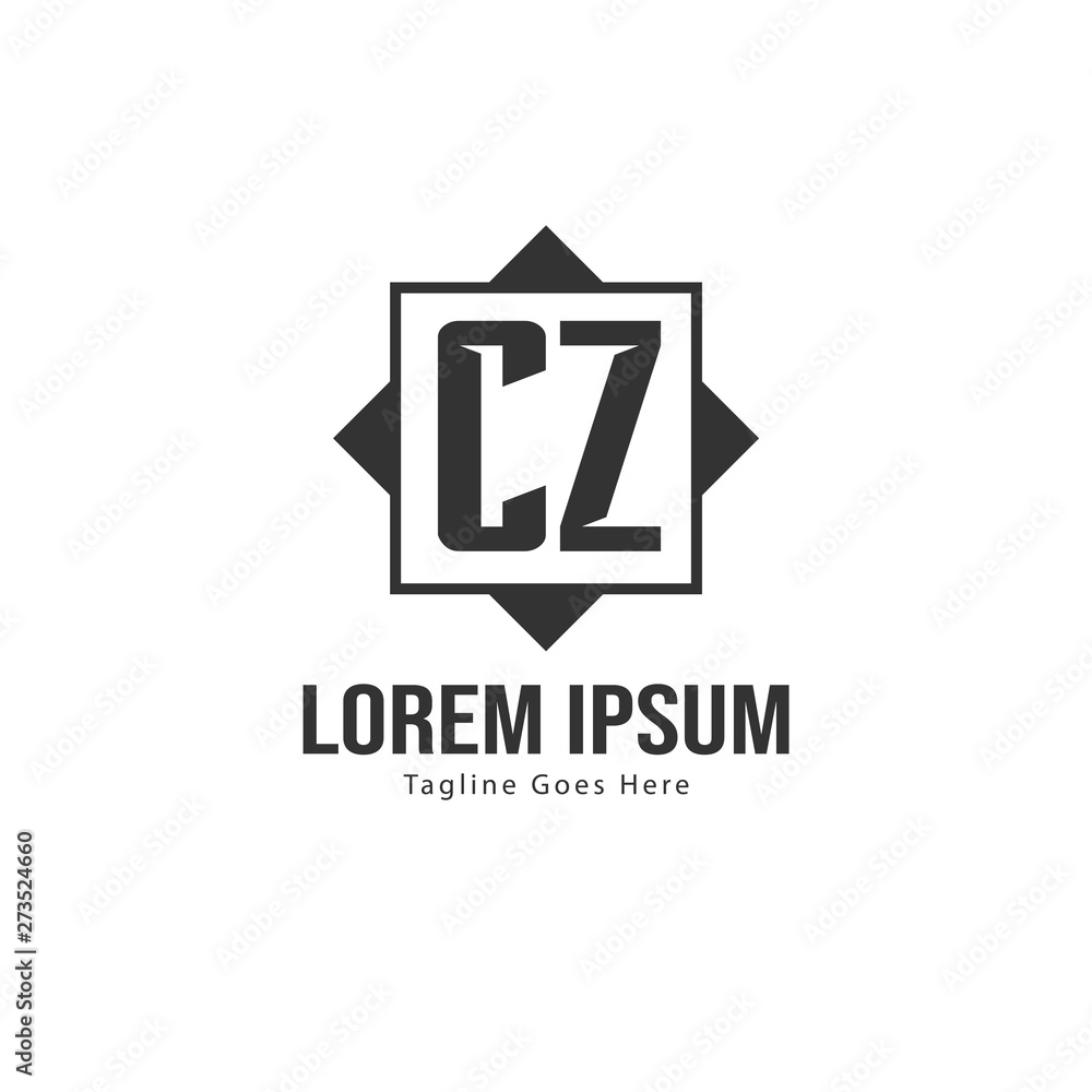 Fototapeta premium Initial CZ logo template with modern frame. Minimalist CZ letter logo vector illustration