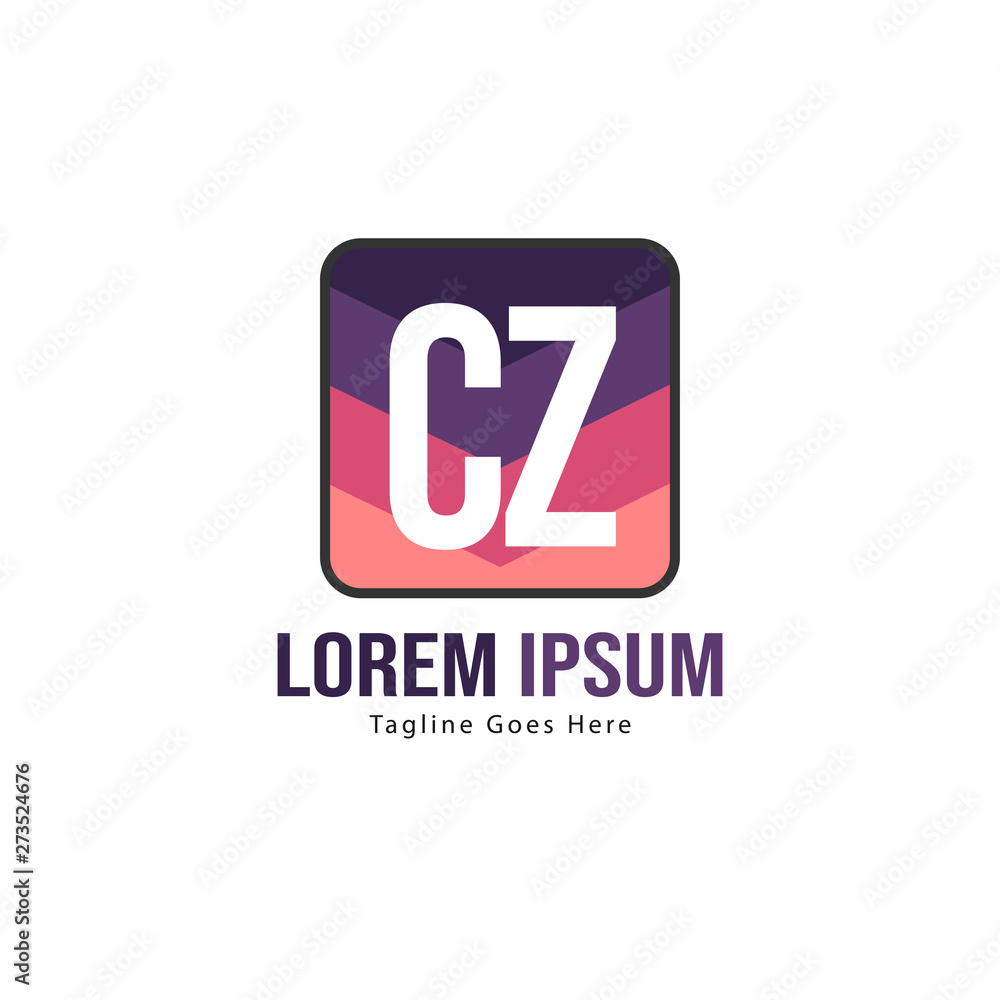 Initial CZ logo template with modern frame. Minimalist CZ letter logo vector illustration Initial CZ logo template with modern frame. Minimalist CZ letter logo vector illustration