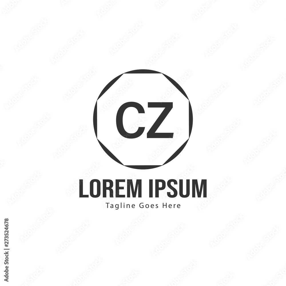 Initial CZ logo template with modern frame. Minimalist CZ letter logo vector illustration Initial CZ logo template with modern frame. Minimalist CZ letter logo vector illustration