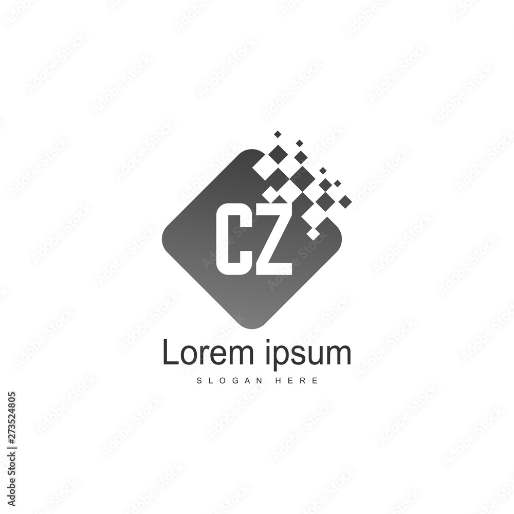 Initial CZ logo template with modern frame. Minimalist CZ letter logo vector illustration - obrazy, fototapety, plakaty 