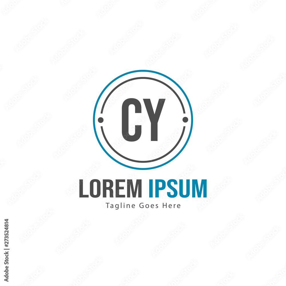 Initial CY logo template with modern frame. Minimalist CY letter logo vector illustration