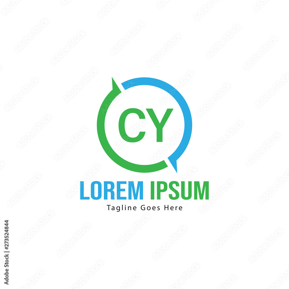 Initial CY logo template with modern frame. Minimalist CY letter logo vector illustration Initial CY logo template with modern frame. Minimalist CY letter logo vector illustration