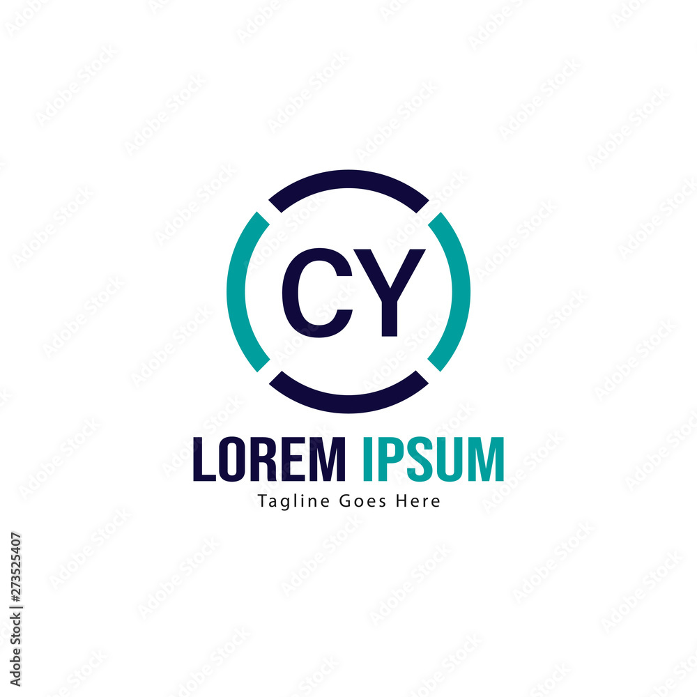 Initial CY logo template with modern frame. Minimalist CY letter logo vector illustration