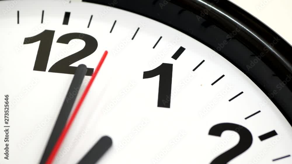 The Time On The Clock One With The Black Arrow Running. Timelapse. The Time On The Clock One With The Black Arrow Running. Timelapse.