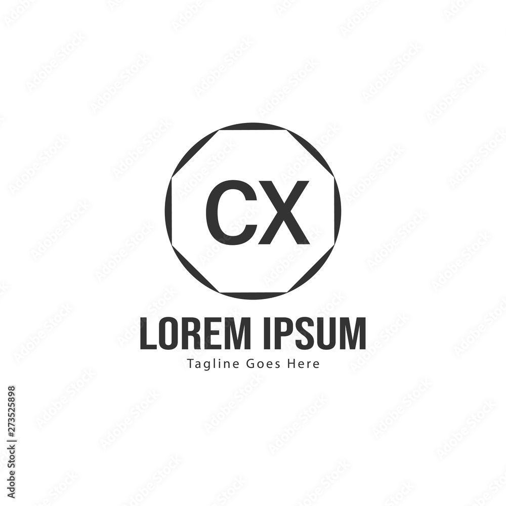 Initial CX logo template with modern frame. Minimalist CX letter logo vector illustration Initial CX logo template with modern frame. Minimalist CX letter logo vector illustration