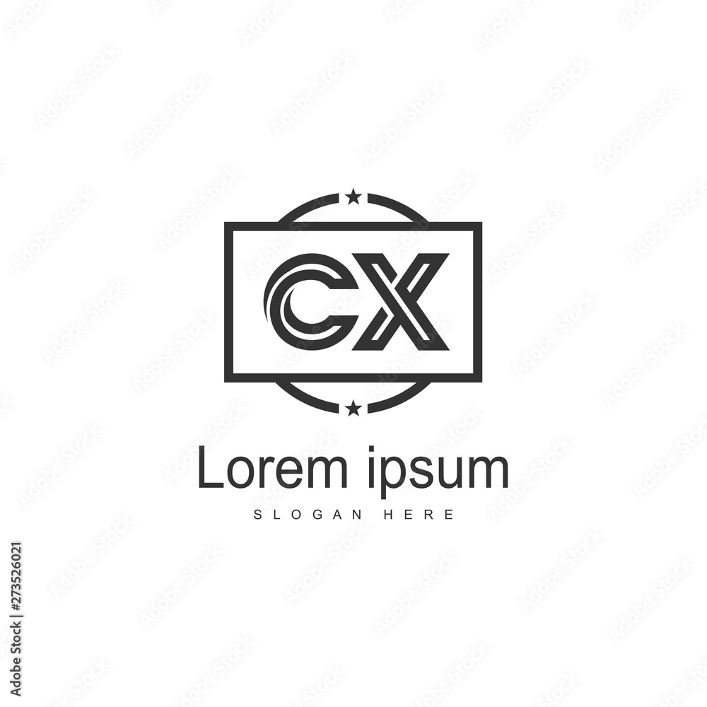 Initial CX logo template with modern frame. Minimalist CX letter logo vector illustration
