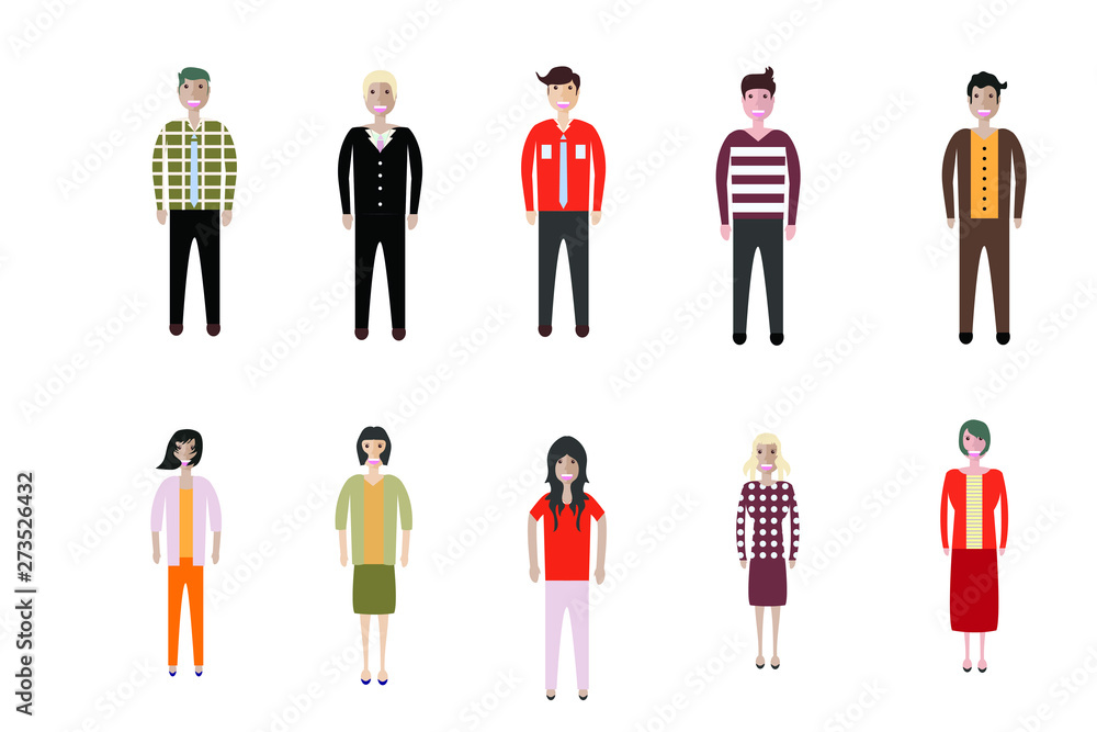 Set of full body diverse business people. Flat icons design white isolated. Vector graphic illustration. Man and woman, Different nationalities characters Set of full body diverse business people. Flat icons design white isolated. Vector graphic illustration. Man and woman, Different nationalities characters
