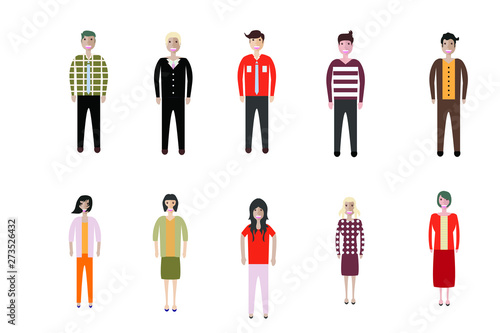 Set of full body diverse business people. Flat icons design white isolated. Vector graphic illustration. Man and woman  Different nationalities characters